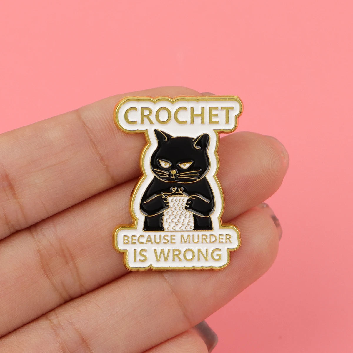 Crochet Chaos Cat Enamel Pin