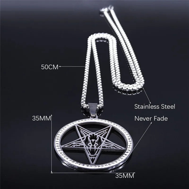 Pentagram Baphomet Goat Head Necklace