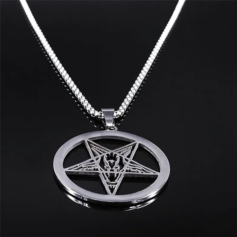 Pentagram Baphomet Goat Head Necklace