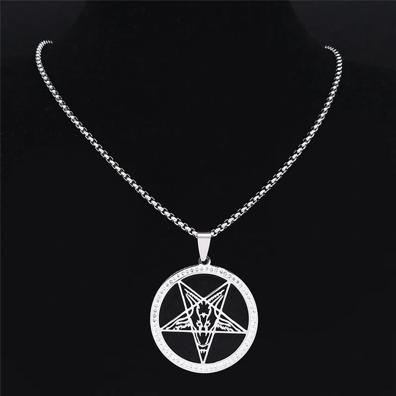 Pentagram Baphomet Goat Head Necklace