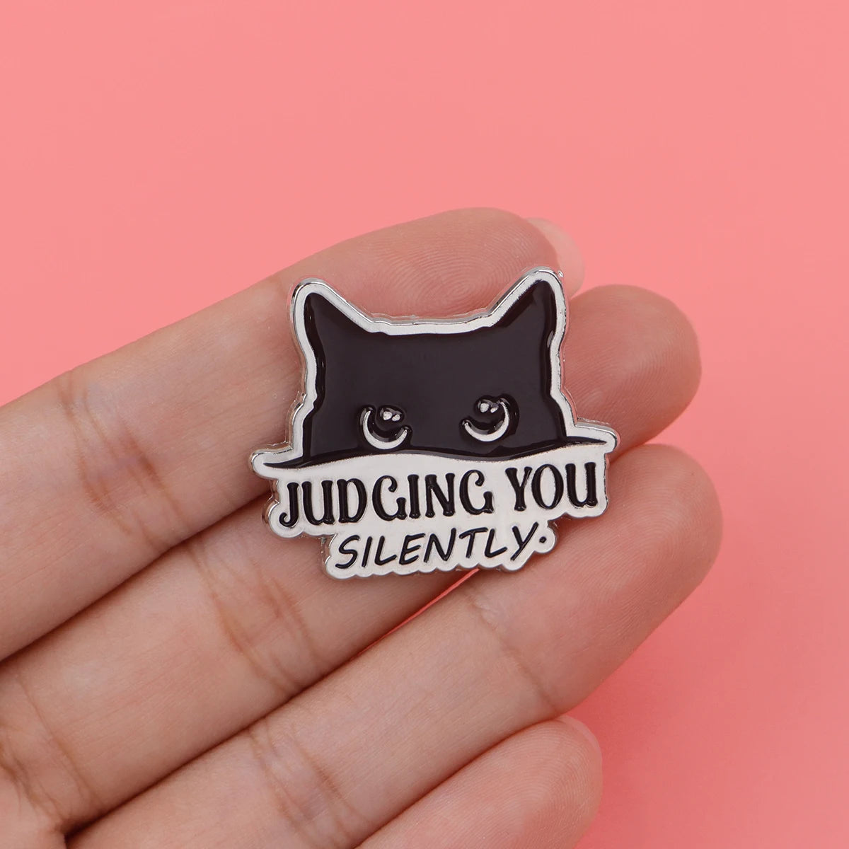 Silent Judgement Cat Enamel Pin