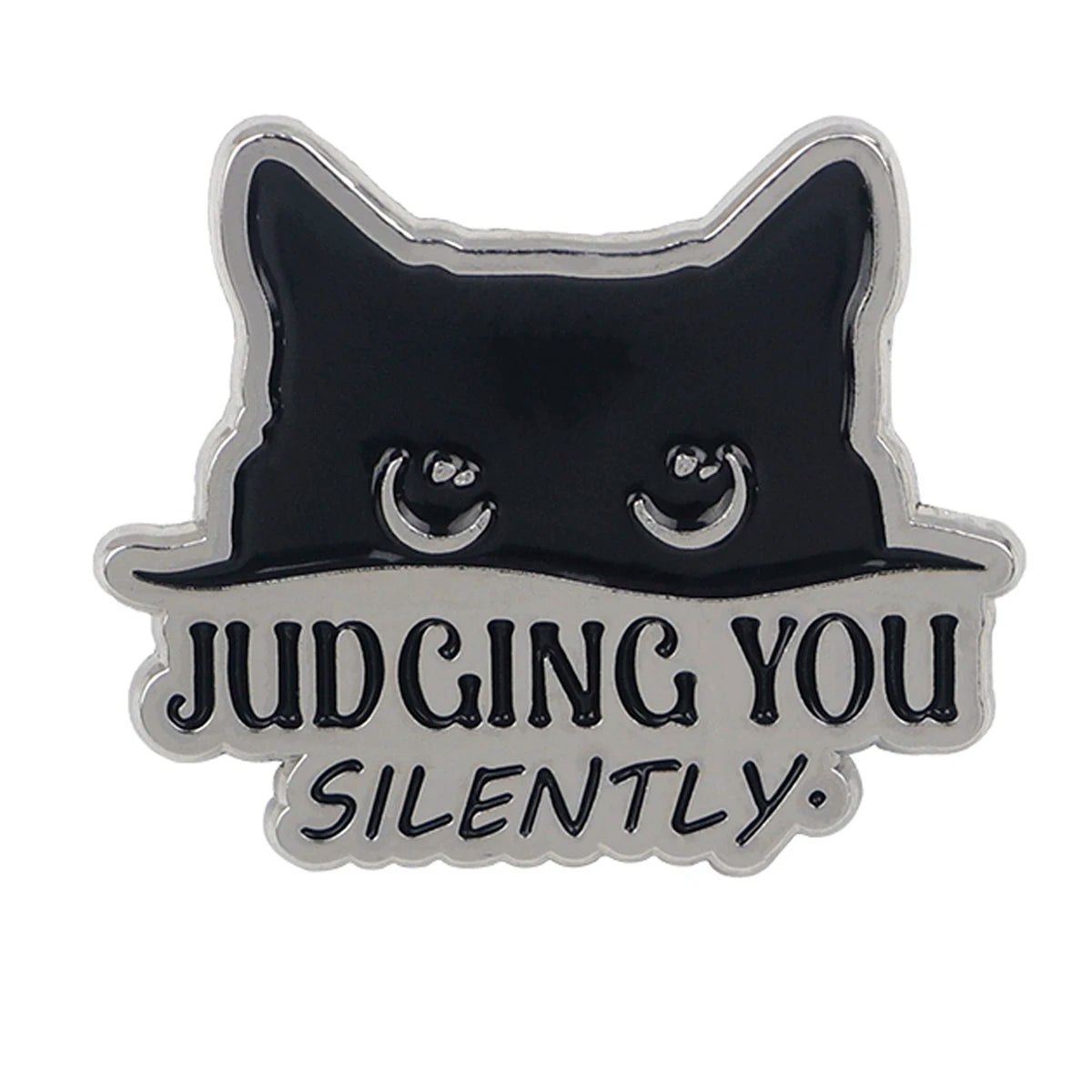 Silent Judgement Cat Enamel Pin