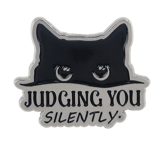 Silent Judgement Cat Enamel Pin