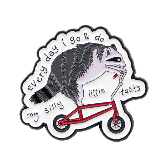 Silly Little Tasks Raccoon Enamel Pin