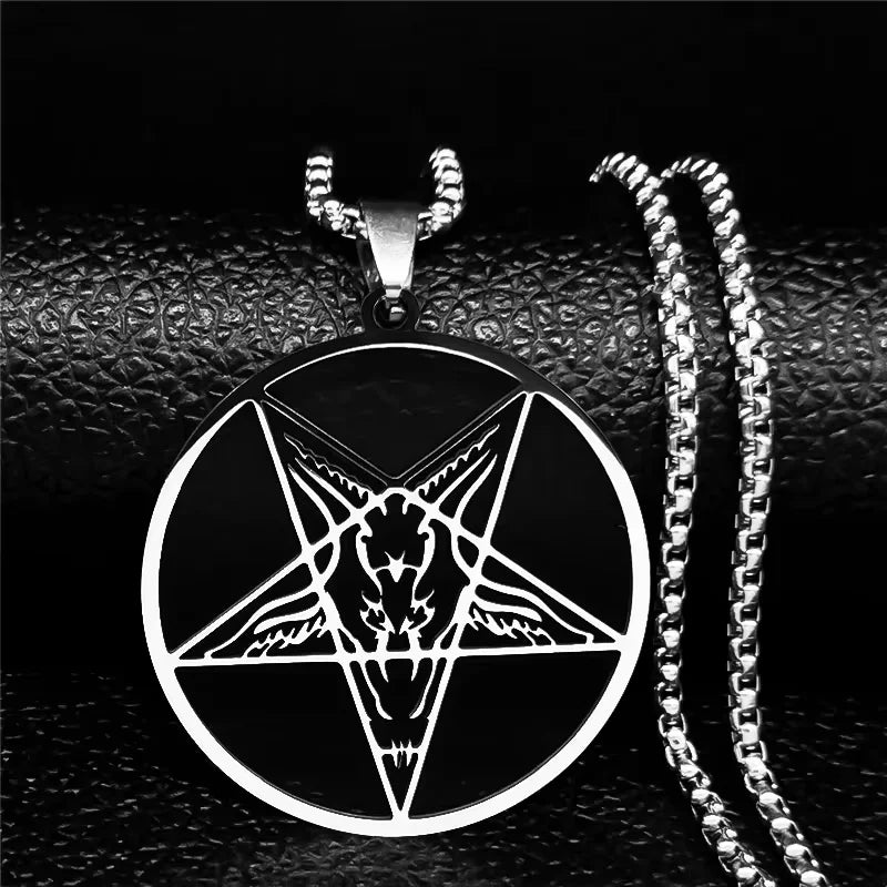 Pentagram Baphomet Goat Head Necklace