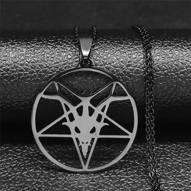 Pentagram Baphomet Goat Head Necklace