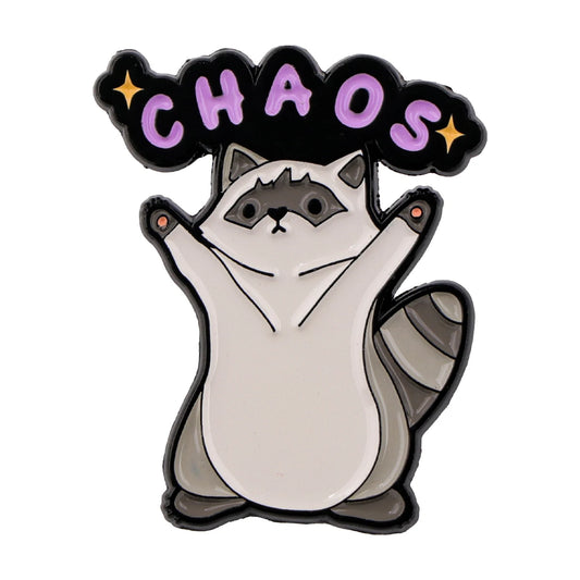 “Certified Agent of Chaos” Raccoon Enamel Pin