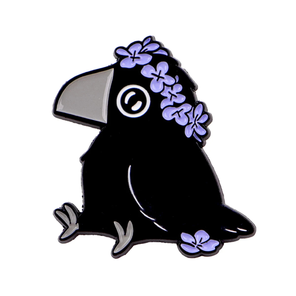 Floral Familiar Crow Enamel Pin Set (2pcs)