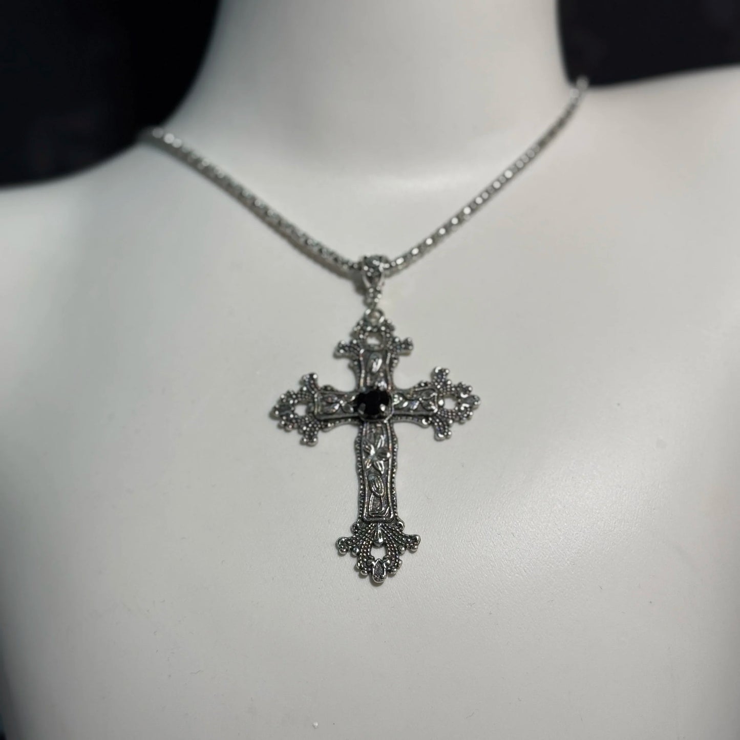 Gothic Crystal Cross Necklace