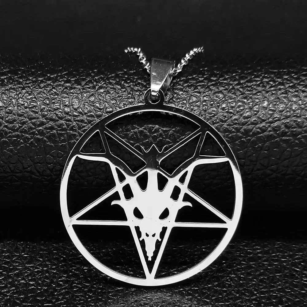 Pentagram Baphomet Goat Head Necklace