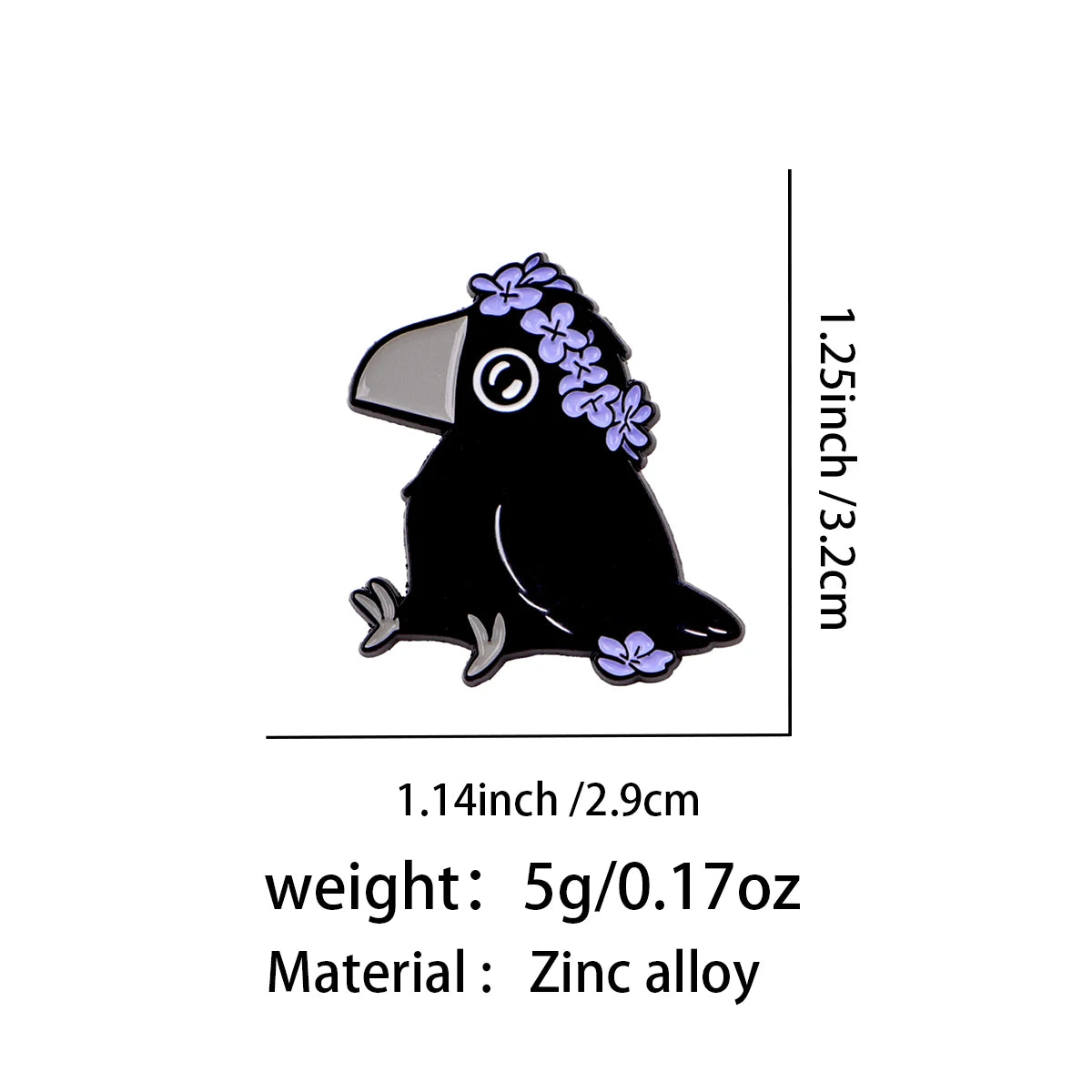 Floral Familiar Crow Enamel Pin Set (2pcs)