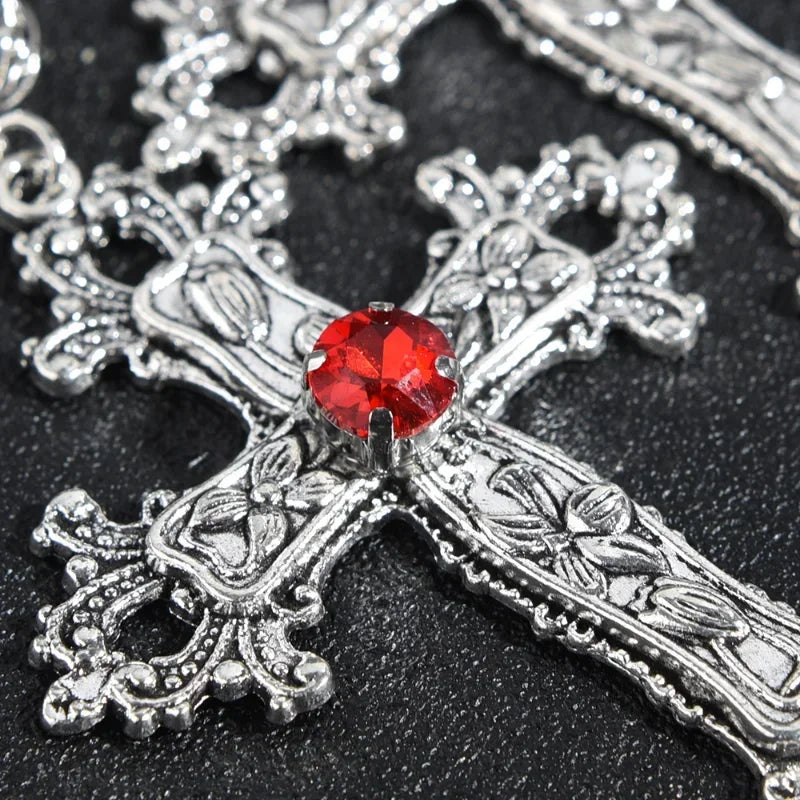 Gothic Crystal Cross Necklace