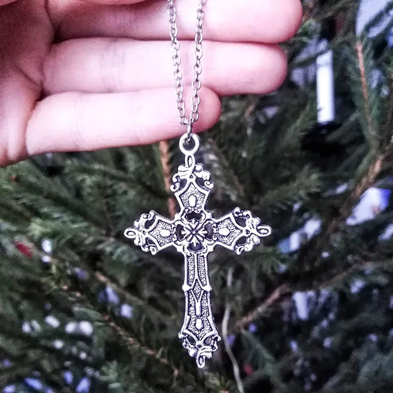 Gothic Crystal Cross Necklace
