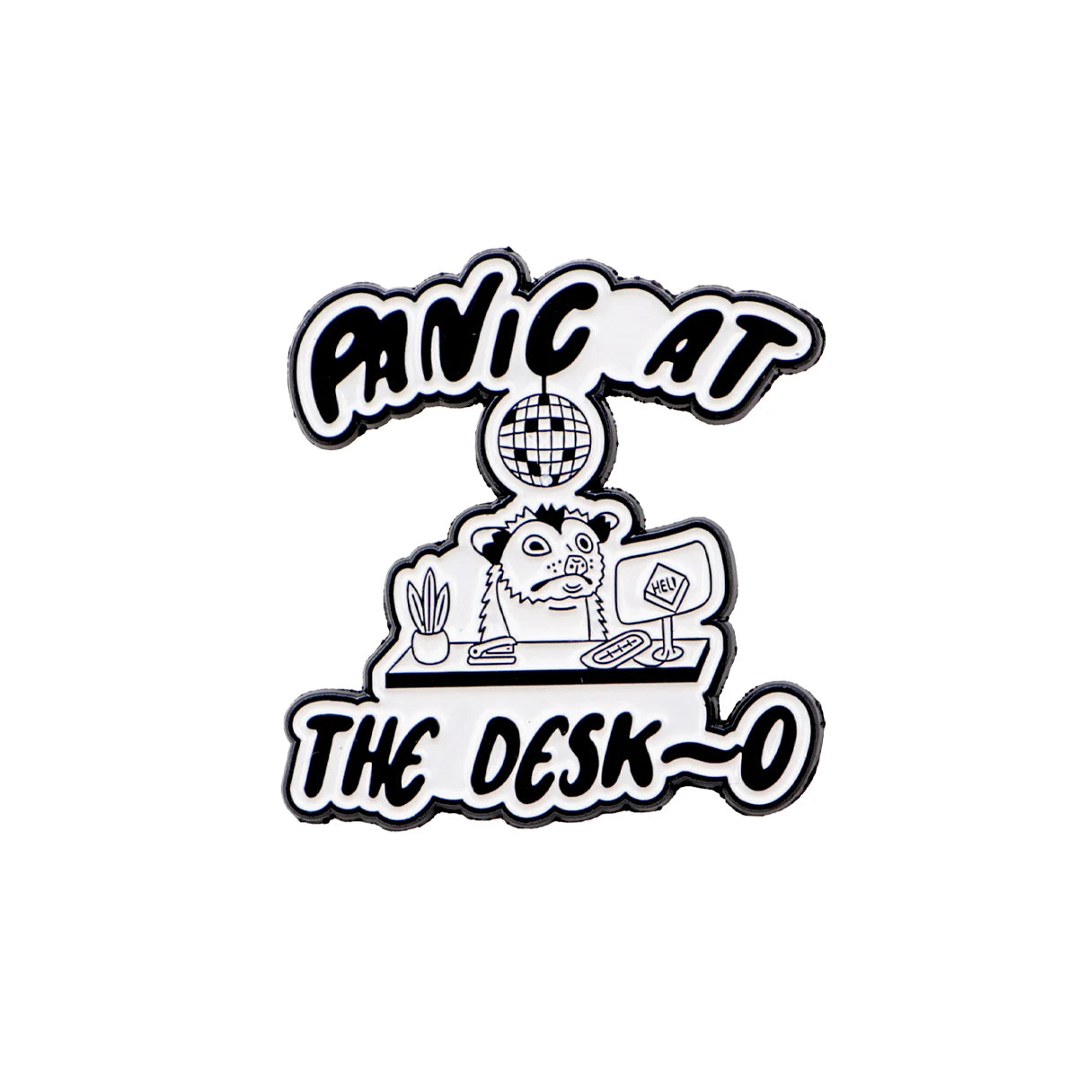 “Panic at the Desk‑O” Raccoon Enamel Pin