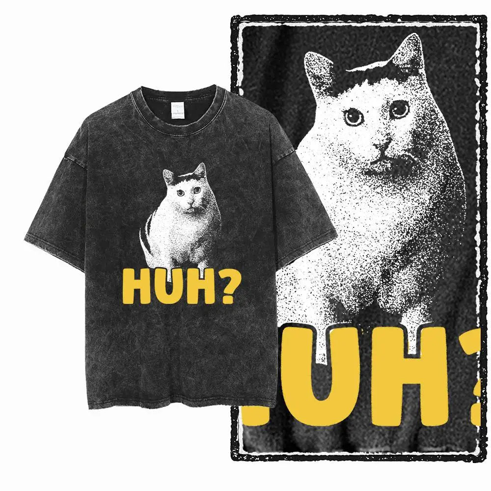 Distressed black tee with confused void‑cat and ‘Not Today’ graphic — chaotic‑cute alt aesthetic gremlin gift