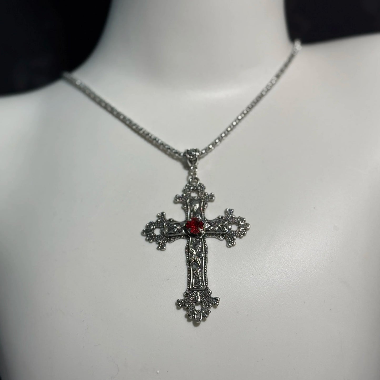 Gothic Crystal Cross Necklace