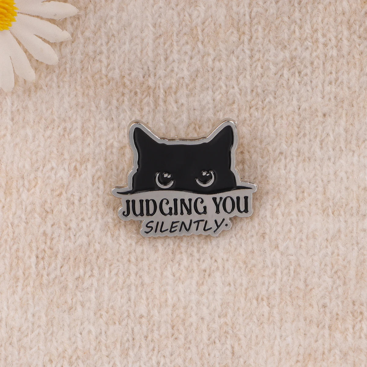 Silent Judgement Cat Enamel Pin