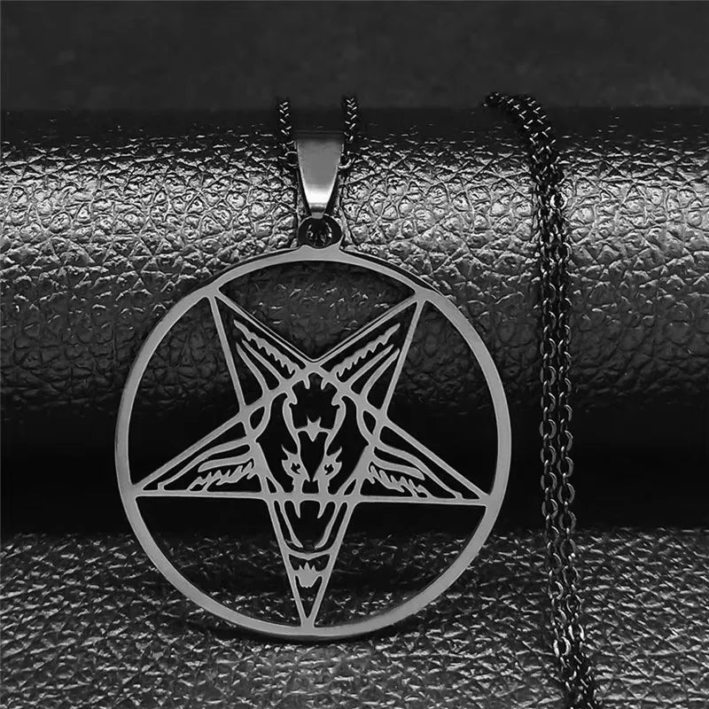 Pentagram Baphomet Goat Head Necklace