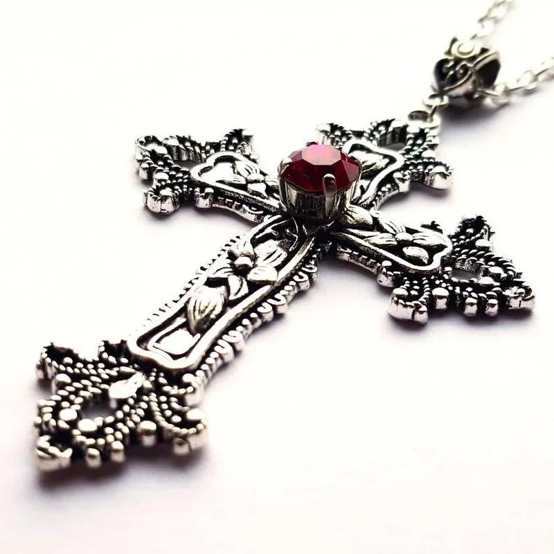 Gothic Crystal Cross Necklace