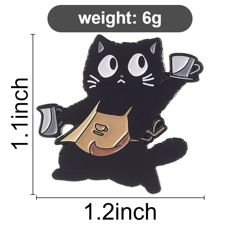 ☕ Midnight Barista Cat Enamel Pin