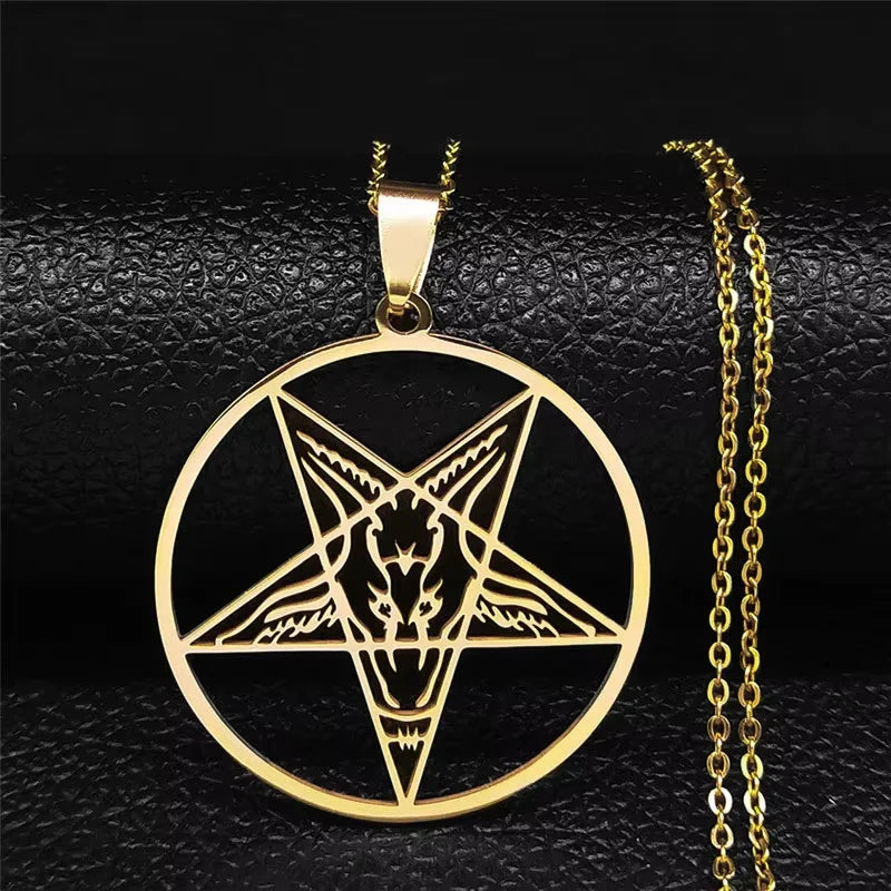 Pentagram Baphomet Goat Head Necklace