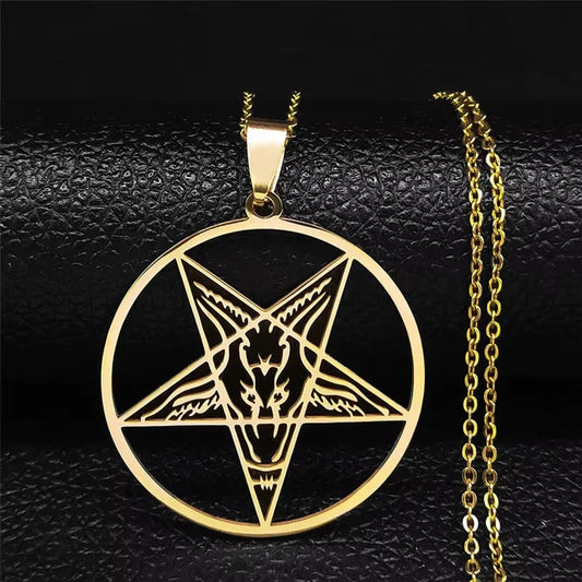 Pentagram Baphomet Goat Head Necklace